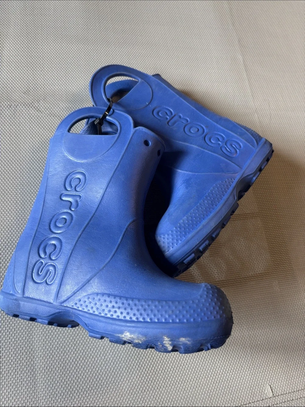 CROCS toddler sz 10 Blue Rain Boots with Easy-Grip Handles